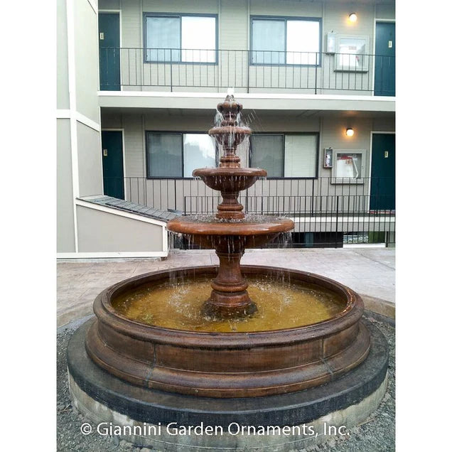 Isola Concrete 3 Tier Outdoor Courtyard Fountain With Basin -1295