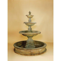 Isola Concrete 3 Tier Outdoor Courtyard Fountain With Basin -1295