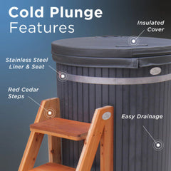 ALEKO Lumina Outdoor Wooden Ice Bath Cold Plunge Tub | 118 Gallon Water Capacity | 37.5” x 33.25”