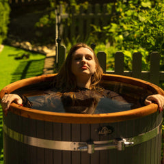 ALEKO Lumina Outdoor Wooden Ice Bath Cold Plunge Tub | 118 Gallon Water Capacity | 37.5” x 33.25”