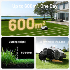 Mammotion Yuka Mini 600H Robot Lawn Mower — Auto Mapping, AI Obstacle Avoidance, Dual Cutting Discs, App Control, Multi-Zone Management, Model# YUKA mini 600H
