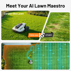Mammotion Yuka Mini 600H Robot Lawn Mower — Auto Mapping, AI Obstacle Avoidance, Dual Cutting Discs, App Control, Multi-Zone Management, Model# YUKA mini 600H