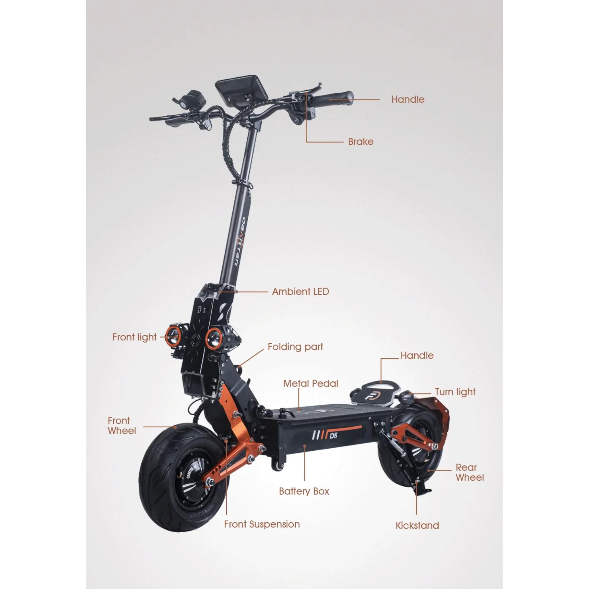 Obarter D5 Electric Scooter - 5000W, 70km/h Max Speed, Removable Battery