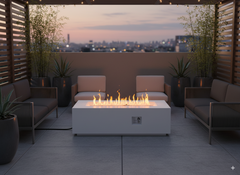Outdoor Rectangle Propane Fire Pit Table 60inch, White