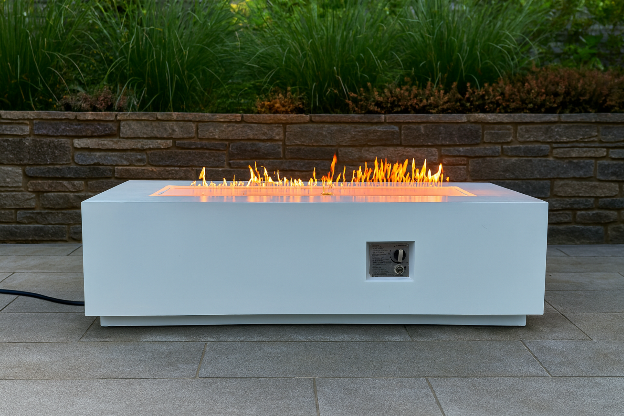 Outdoor Rectangle Propane Fire Pit Table 60inch, White