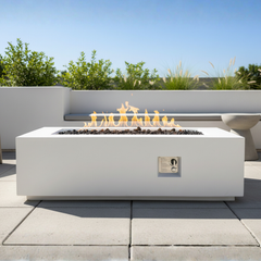 Outdoor Rectangle Propane Fire Pit Table 60inch, White