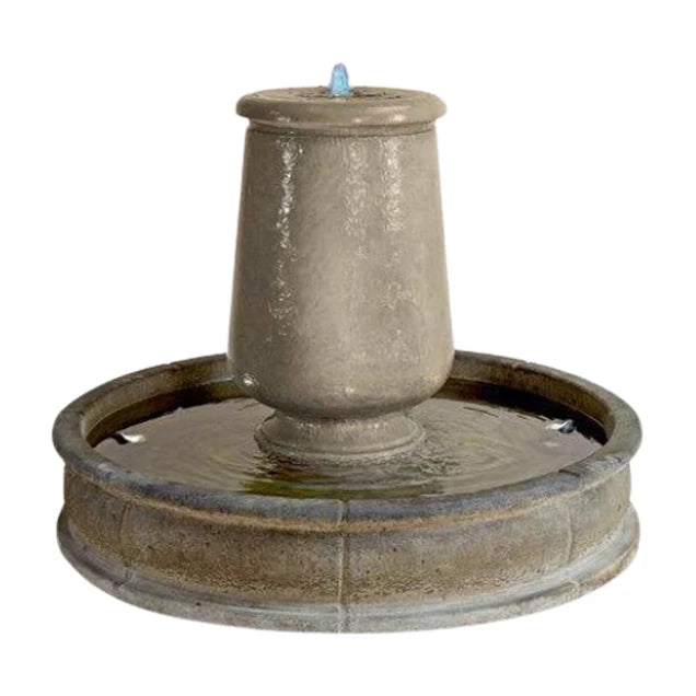 Planum Concrete Urna Outdoor Courtyard Fountain with Basin - 1704