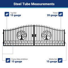 20x8 ft Steel Dual Swing Driveway Gate with Wider Goalposts