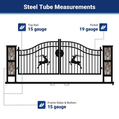 20x8 ft Dual Swing Driveway Gate with Ornamental Posts