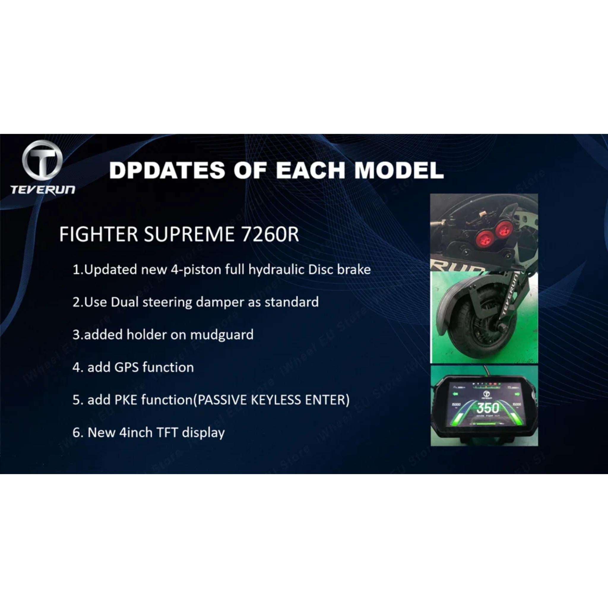 Teverun Fighter Supreme 7260R - 10000W Electric Scooter with GPS