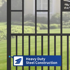 18x7 ft Steel Dual Swing Driveway Gate with Rectangular Deer Pattern