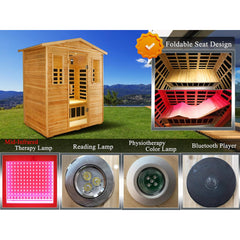 Thermora Kora Deluxe 3-Person Outdoor Full Spectrum Low EMF Infrared Home Sauna With Bluetooth Speakers And LED Reading Light (SAK14098)
