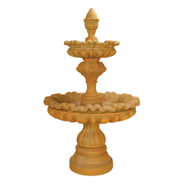 Venezia Lion Head 2-Tier Concrete Outdoor Fountain - 1241