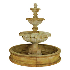 Vistamar Concrete 3 Tier Outdoor Courtyard Fountain With Basin - 1282