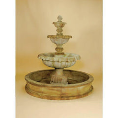 Vistamar Concrete 3 Tier Outdoor Courtyard Fountain With Basin - 1282