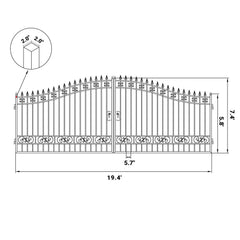 20x8 ft Steel Dual Swing Driveway Gate