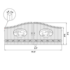 20x8 ft Steel Dual Swing Driveway Gate