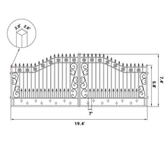 20x8 ft Steel Dual Swing Driveway Gate