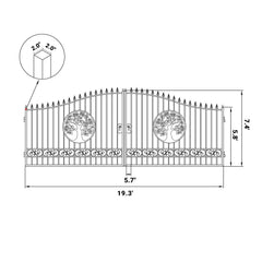 20x8 ft Steel Dual Swing Driveway Gate