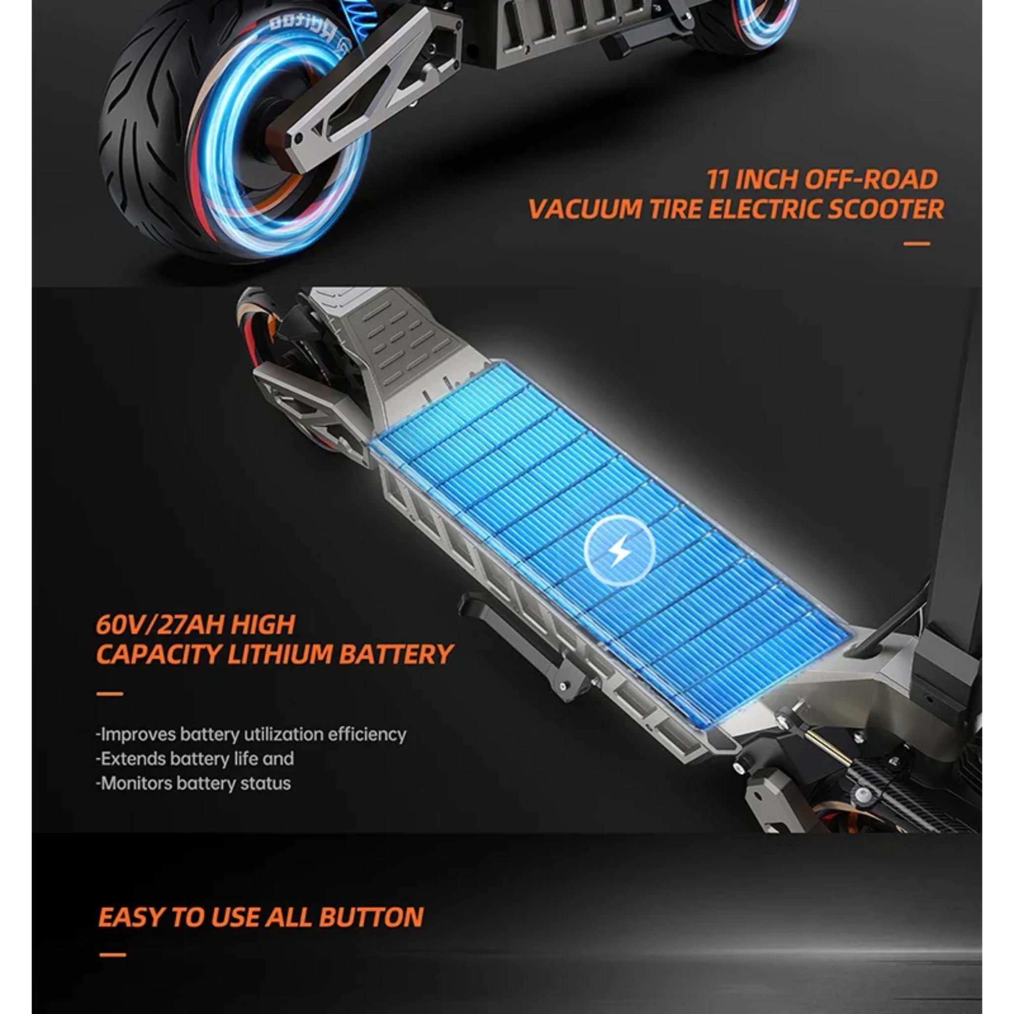 eBike Boys M6Max Dual Motor Scooter - 5600W, 60V, Fast Charging