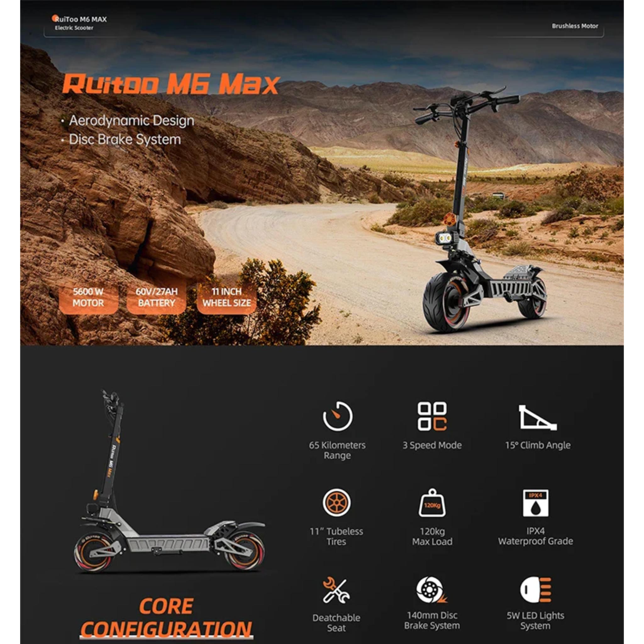 eBike Boys M6Max Dual Motor Scooter - 5600W, 60V, Fast Charging