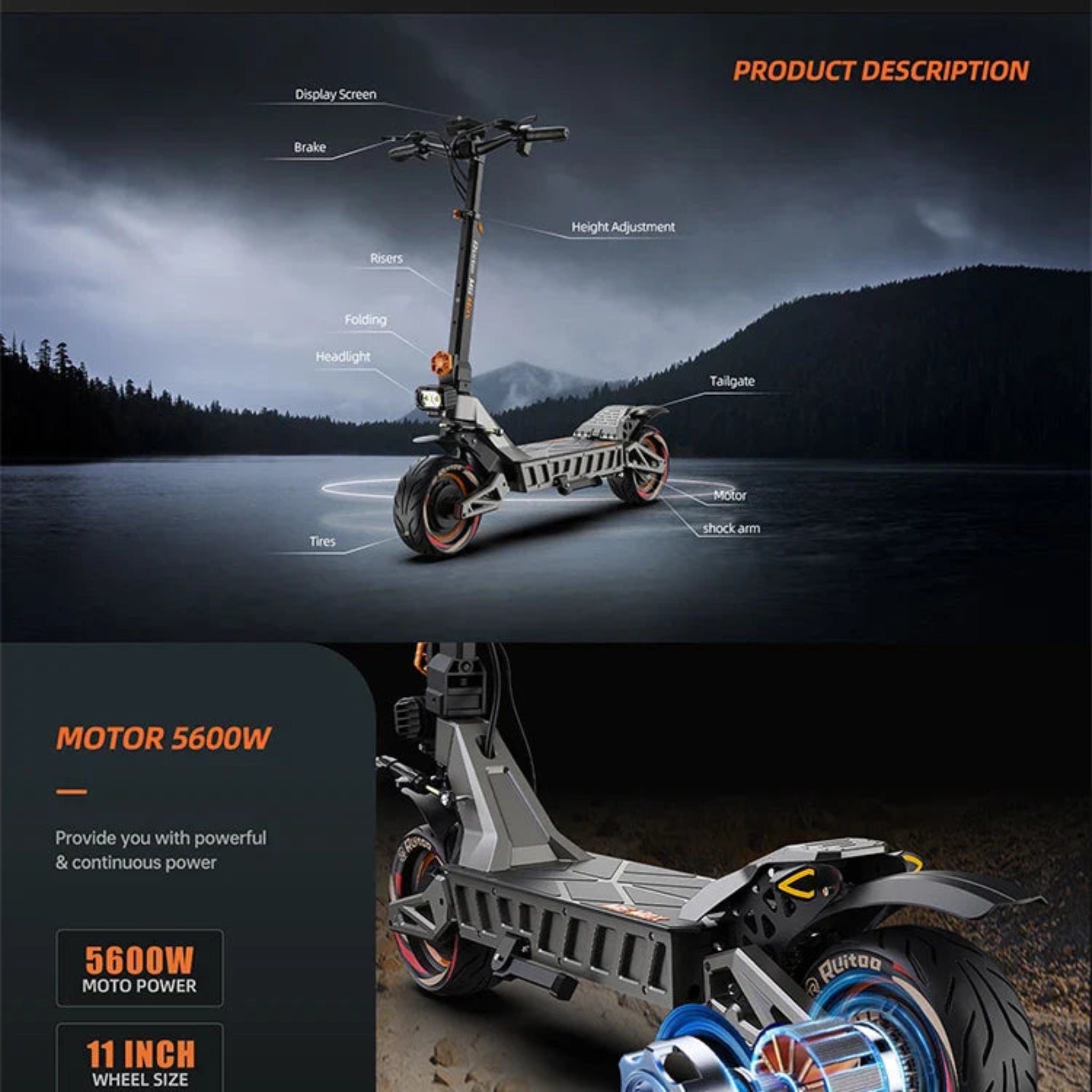 eBike Boys M6Max Dual Motor Scooter - 5600W, 60V, Fast Charging