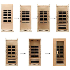 Thermora Elara Premium 1-Person Indoor Low EMF FAR Infrared Heat Hemlock Wood Personal Home Spa Sauna, 1200W (SAK27463)